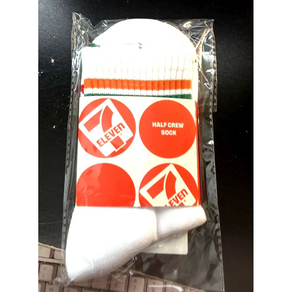 Official 7-Eleven 11 Crew Socks White One Size New Striped Athletic Collection